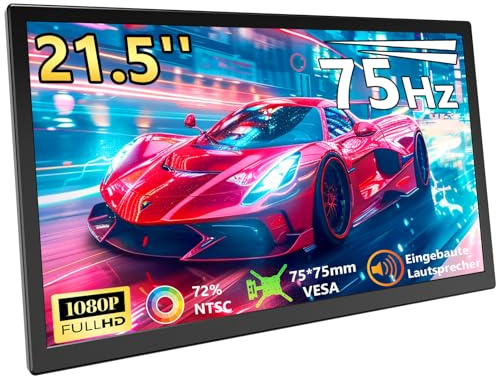 21,5 zoll monitor portable FHD1080P 75Hz externer bildschirm für laptop | HDMI/USB-C; VESA-Unterstützung; Umschaltung zwischen Hoch- und Querformat für PC; für Switch PS4/5 Xbox Mini-PC Ras Pi