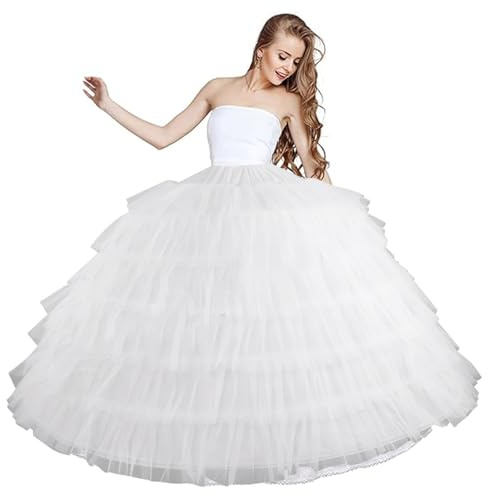 Hperu Petticoat-Rock, 6 Reifen, Unterrock, Tüll-Petticoat, 109, 2 cm lang, Petticoats für Frauen unter dem Kleid, Verstellbarer Braut-Reifrock für Hochzeit, Ballkleid, Zeremonie, Abschlussball, Tüll