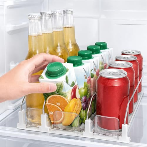 SINAYREK Organizador de Nevera para Bebidas, dispensador automático de latas con Deslizamiento automático para 12 latas, 3 Filas (25 x 31 cm), para Cocina, supermercado, trastero