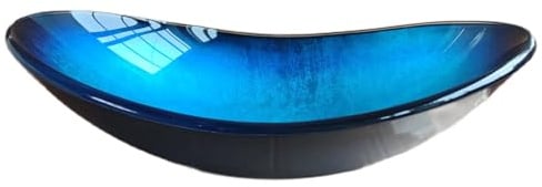 Oval Blue Tempered Glass Vessel Sink - 54.5 x 35 x 15.5 cm Countertop Bathroom Becken
