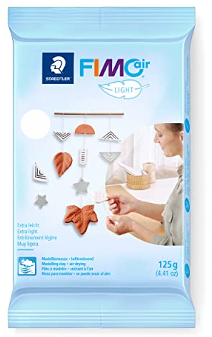 STAEDTLER lufttrocknende Modelliermasse FIMO air light, extra leicht, weiß, sofort gebrauchsfähig, kein Brennvorgang notwendig, 125g, angenehme Haptik, klebt nicht, 8133-0