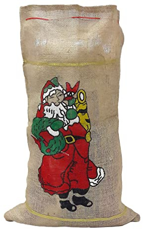 Weihnachtsmann-Sack 70 x 50 cm mit Motiv Bedruckt Jutesack für Geschenke Xmas Geschenkesack Weihnachten
