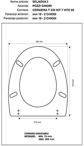 Pozzi Ginori 56760000 Pozzi Selnova 3 Sedile con Cerniere in Plastica, Bianco