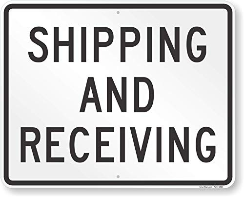 SmartSign Aluminium-Schild, Legend Versand und Empfang, 61 cm hoch x 76,2 cm breit, Schwarz auf Weiß