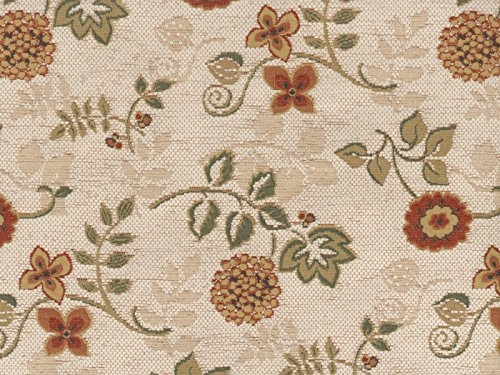 Landhaus Möbelstoff Ellmau Farbe 11 (beige, hellbraun) mit biologischem Fleckschutz - modernes Chenille-Flachgewebe (gemustert, floral, Blumen) Polsterstoff, Stoff, Bezugsstoff, Eckbank, Couch, Sessel, Hussen, Kissen