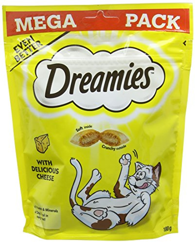 Dreamies Cat Treats, Mega Pack with Cheese, 6 Pouches (6 x 180 g)