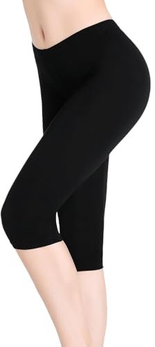 Transpirables Leggings Cortos Negros 3/4 Suave Pantalones Capri para Mujer