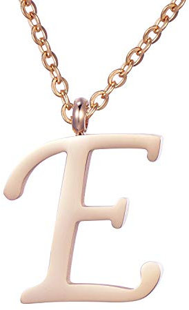 Morella Damen Halskette mit Buchstabe E Anhänger Edelstahl Rosegold in Schmuckbeutel