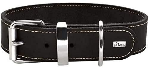 HUNTER AALBORG SPECIAL Hundehalsband, Leder, strapazierfähig, komfortabel, 45 (S), schwarz
