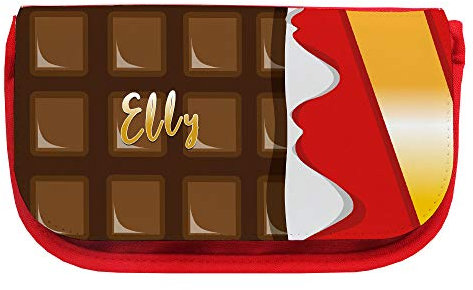 Kosmetiktasche mit Namen Elly und Motiv mit einer Tafel Schokolade | Schminktasche | Viele Vornamen zur Auswahl