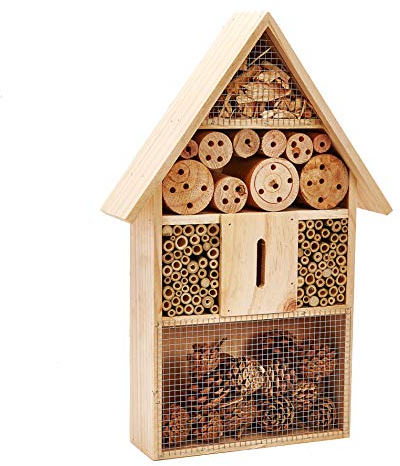 Wooden Insect Hotel Bee Butterfly Ladybird Box Aid Large Wood House 48CM