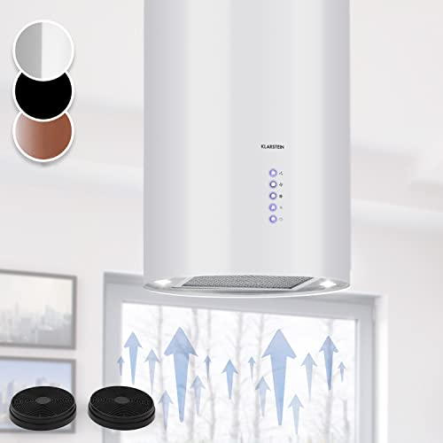 Klarstein Campana Isla de Cocina Con Flujo de Aire 650m³/h, Temporizador, 3 Modos y Filtros de Carbón Activo - Extractor de Humos Regulable Para Techo