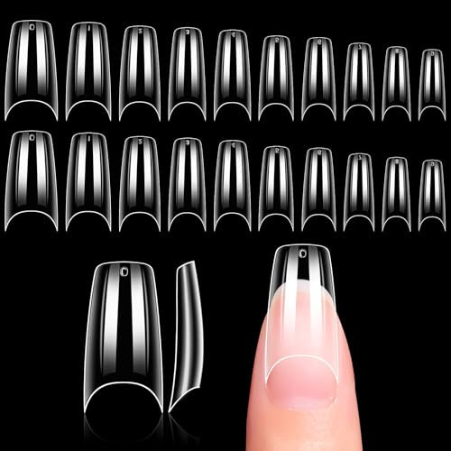 Makartt French Nail Tips for Extensions, 500pcs Half Cover Falsche Nagelspitzen Drücken Sie Auf Den Nägeln Acryl-Nagelspitzen 10 Größen A-08