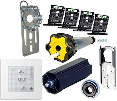 Nachrüstset mit smarotech® Montageset SW60 zum Modernisieren von Gurt/Kurbel mit Funk-Rollladenmotor (Montageset, Oximo io 10/17, Wandsender)