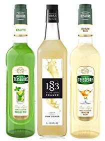 Assortiment de la plage : sirop mojito, pina colada et rhum