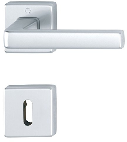 HOPPE Maniglia Dublin su rosetta quadrata BB, alluminio anodizzato argento, 37 - 42 mm