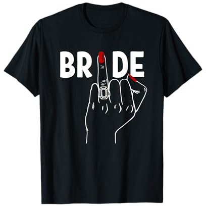 Wedding Honeymoon Bachelorette Red Finger Ring Fiance Bride T-Shirt