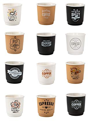 Brandani 53781 Bicchierino Caffe Colori e Decori Assortiti New Bone China D 6X6H cmÂ