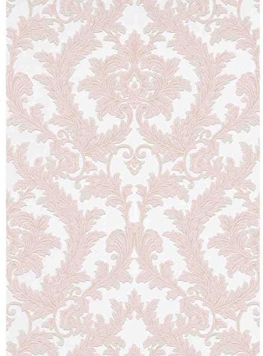 BRICOFLOR Neobarock Tapete in Weiß Rosa | Vliestapete mit Ranken elegant ideal für Schlafzimmer und Esszimmer | Barock Wandtapete mit Stuck Ornament