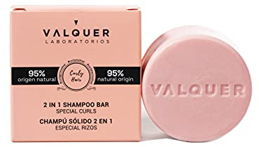 Valquer Laboratorios - 2 in 1 curly solid shampoo (shampoo and conditioner) - 95% natural ingredients - Curly hair - Vegan - Repairs and hydrates curly hair - 70 Gr