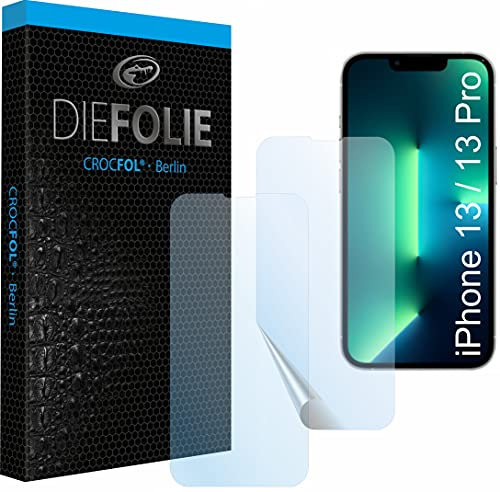 Crocfol Schutzfolie vom Testsieger [2 St.] kompatibel mit Apple IPhone 13/13 Pro - selbstheilende Premium 5D Langzeit-Premium Schutzfolie (Case-Friendly)
