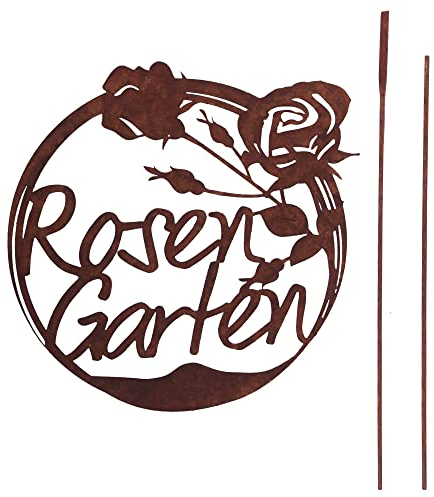 UNUS Garden Gartenschild Rosengarten, Gartendeko Rostoptik, Gartenstecker aus Edelrost, Rost Deko für Garten