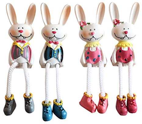 NOLITOY Hase Figur Kantensitzer Harz Hasenpaar Figur 2 Paare Kaninchen Skulptur Osterhase Dekofigur Osterdeko Desktop Ornament Ostern Frühling Festival Party Büro Zuhause Fensterbank Dekoration