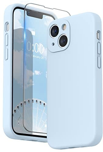 SURPHY Liquid Silicone Case for iPhone 13 mini Case, Individual Protection for Each Lens Shockproof Rubber Full Body Thickened Design for iPhone 13 mini 5.4 inch 2021, Cloud Blue