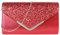 MEGAUK Damen Clutch Glitzer Elegant Abendtasche Glänzend Handtasche Envelope Tasche Strass Unterarmtasche mit Kette für Hochzeit Wedding Prom Party (Mode Rot)