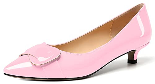 Elashe Femme Escarpins Petit Talon Bout Pointu Talon Chaton Chic Chaussure a Enfiler Kitten Heels Rose EU37