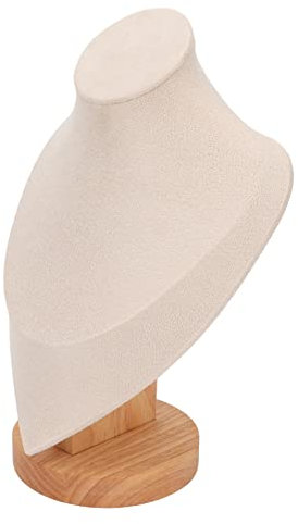Support de Buste de Bijoux, Base Stable en Bois de Support D'affichage de Collier éLéGant pour la Maison pour le Salon Commercial (Beige)