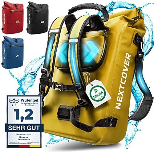 Nextcover® NEU 3in1 Fahrradtasche für Gepäckträger [Aquashield] - Gepäckträgertasche, Fahrradtasche Rucksack und Umhängetasche [25 Liter] I Fahrrad Tasche wasserdicht I Fahrradtaschen Gepäckträger