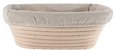 Gärkörbchen Oval (Ø 15cm) ,Gärkorb Rattan Bambuskorb für Brot und Brotteig Brotkorb Natürlichem Peddigrohr mit Banneton Proofing Basket Brotform Oval mit 1 Leineneinsatz für Hausbäcker Brot Backen