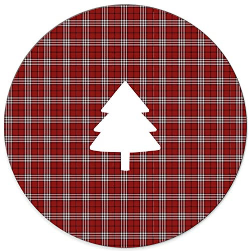 Declea Decorazione in Legno Tavoletta Sottopiatto Tartan Albero Natale. Forme in Legno da Appendere o da appoggio realizzate a Mano. Idea Originale per Decorare la casa