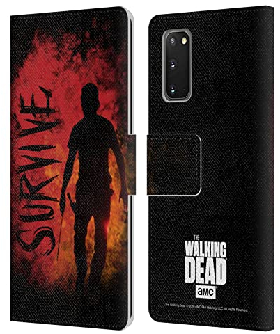 Head Case Designs Offizielle AMC The Walking Dead Survive Rick Machete Typografie Leder Brieftaschen Handyhülle Hülle Huelle kompatibel mit Samsung Galaxy S20 / S20 5G