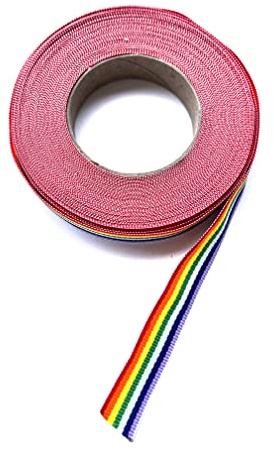 10M Cinta de Bandera del Arco Iris, 1,50cm de ancho, Decorativa Cinta a Rayas Arcoíris