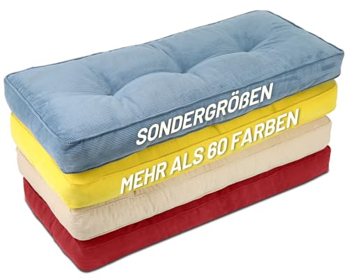 Lokex Maßgefertigte sitzkissen, rutschfeste Getuftete bankauflagen | Über 60 Farben, Wasserfest Bankauflage Outdoor, Indoor Sitzpolster, für Terrasse, Veranda, Schaukelbank und Fensterbank
