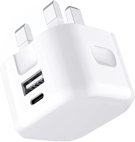 For Samsung Galaxy Tab S10 FE Plus Ultra / S9 FE + / S9 + / S9 / S8 / S7 / S6 Lite Charger Plug 20W Dual Port USB & USB C Charger Adapter Fast Charge Travel Fast Charging Power Adapter Plug (WHITE)