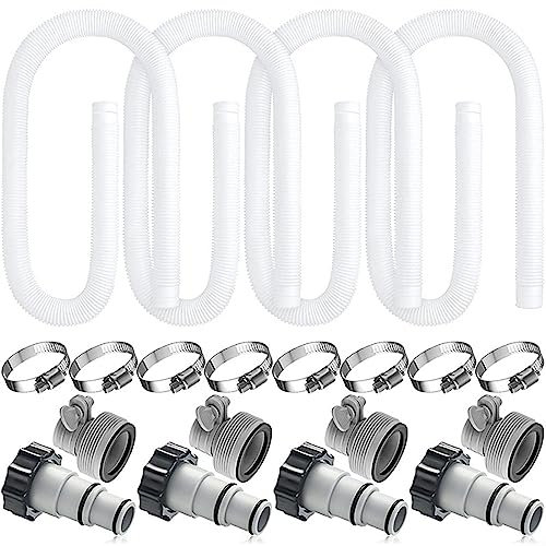 Kit de Repuesto de Manguera de Filtro de Piscina, adaptadores de Manguera de Piscina de 1.5 m, adecuados para Kit de tubería de Agua de filtración de Piscina, 4 Piezas