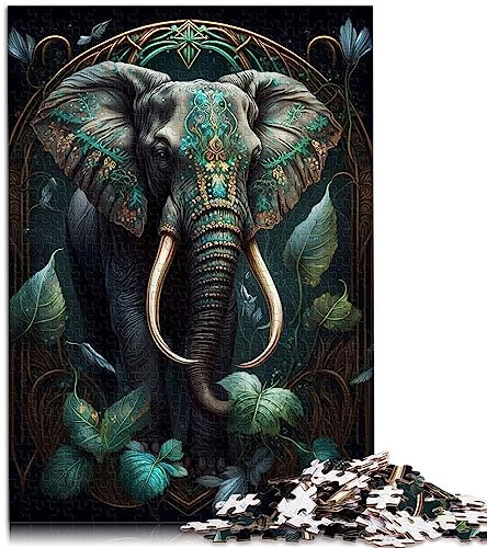 SIBREA Puzzle für Erwachsene Fantasiewelt Elefant 1000-teiliges Holzpuzzle für Erwachsene und Kinder ab 12 Jahren, Größe: 50x75 cm