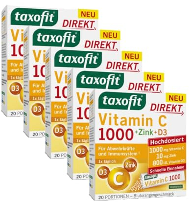 taxofit® Vitamin C 1000 + Zink + D3 DIREKT 5 x 20 Portionen