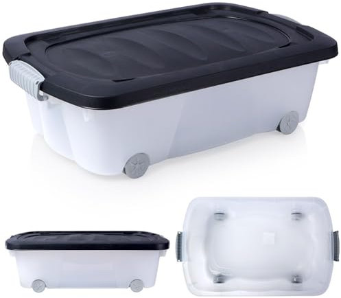 Vilde Unterbett-Aufbewahrungsbehälter Unterbettbox Unterbettkommode mit Rollen niedrig 24 L