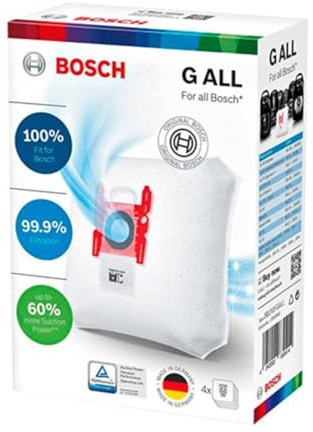Bolsas compatible con aspirador Tipo G ALL Bosch 4 Unidades 17003048 (recambio original)