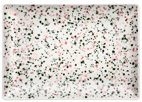 Iittala Oiva Toikka Collection Hell A4-Teller aus Vitroporzellan, in der Farbe Rosa-Grün, Größe: 20,9x29,3x2,2cm, 1070619