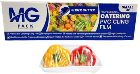 (300m x 30cm) Professional Cling Film with Slider Cutter - Tear Resistant, Water & Moisture Proof, BPA-Free Catering Cling Film - Freezer Safe Heavy Duty for Kitchen, Home & Commercial Use