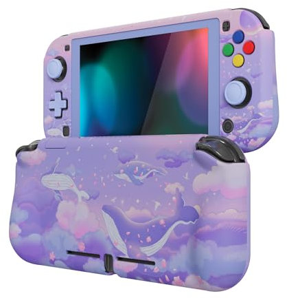 playvital Coque pour Switch Lite Cover Joycon,Accessoire Protection pour Nintendo Switch Lite avec Capuchon Joystick & Protecteur d'Écran Verre Trempé & ZealProtect Boutons-Baleine en Rêve