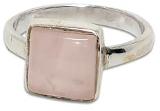 Bague en quartz rose, bague en argent 925, bague en pierre précieuse, quartz rose naturel, bijoux roses, bague de déclaration, bague en quartz, bague en pierre naturelle, bague coussin (57)