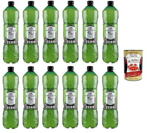 Italian Gourmet tè verde zero Eistee zuckerfrei, 12 x 1500ml PET grüner Tee | Leggero e dissetante, Aufguss in natürlichem Mineralwasser für Pause und, Gesamtnettogewicht 18 L + Kostenlos Polpa 400g