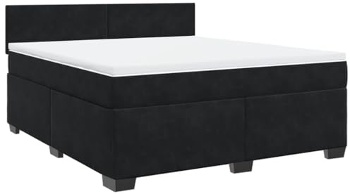 vidaXL Boxspringbett mit Matratze Schwarz 180x200 cm Samt