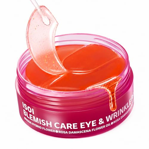 ISOI Blemish Care Augenpads gegen Augenringe, Schwellungen und Falten, feuchtigkeitsspendende Hydrogel-Augenmasken mit Hyaluronsäure und bulgarischem Rosenöl (Rot, 90 Stück, 3,17 oz)